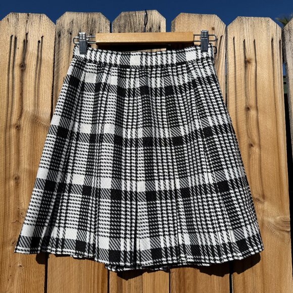 Vintage Miniskirt 90s Tracy Evans Black White Check Plaid Pleated Schoolgirl - Picture 5 of 9
